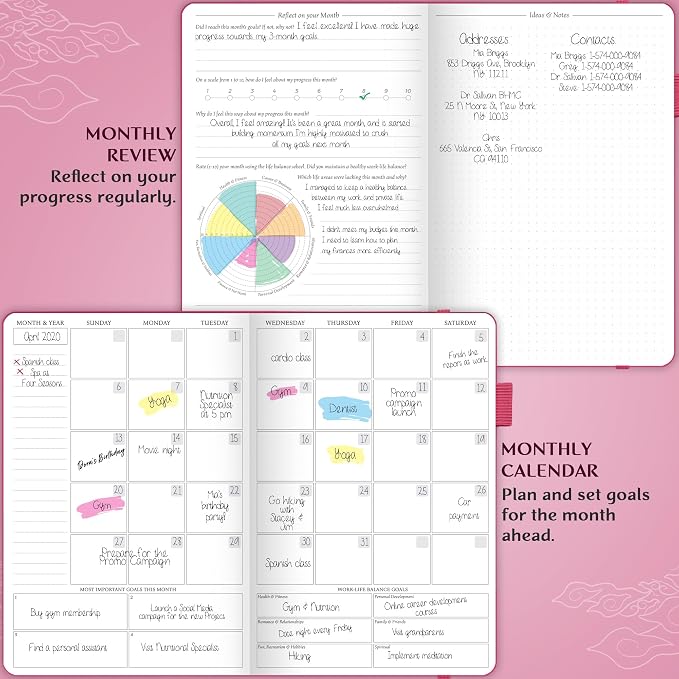Legend Planner Hourly Schedule Edition – Deluxe Weekly & Daily Organizer with Time Slots. Time Management Appointment Book Journal for Work & Personal Life, Undated, A5 Hardcover – Hot Pink, Gold Foil