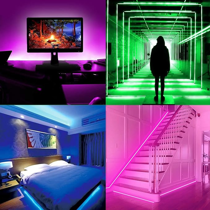 PAUTIX 5V USB COB RGB LED Strip Light 4.92ft/1.5m Color Changing Light Strips,TV Backlight Multicolor Flexible Under Cabinet Tape Lights with Bluetooth Control for Bedroom,Kitchen,Home DIY Lighting