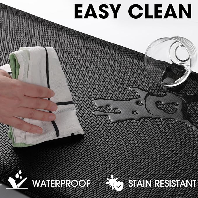 Mattitude 4/5 Inch Thick Kitchen Mat Cushioned Anti-Fatigue Floor Mat Water Resistant Non-Slip Mats and Rugs Standing and Comfort Desk Mats for House Sink Office Laundry (Black, 17.3"x28")