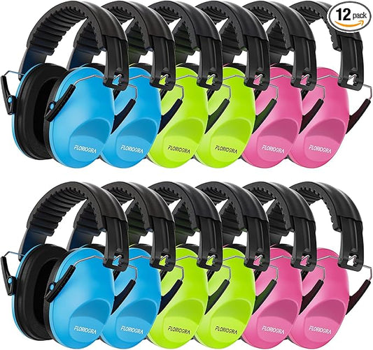 Floriogra 12 Pack Noise Canceling Headphones for Kids, Kids Ear Protection Earmuffs for Autism, Toddler, Children, Noise Cancelling Headphones Sound Proof Earmuffs for Concerts, Air Shows, Fireworks