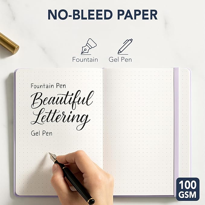 Mr. Pen- Dotted Journal Notebook, A5 Medium Size (5.7"x8.4") | 160 Pages (80 Sheets), Fabric Hardcover, 100 GSM Thick Paper, Bullet Dotted Journal for Planning, Tracking