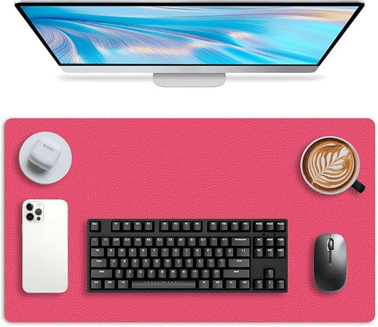 Leather Desk pad Protector, Office Mat, Large Mouse Mat, Non-Slip PU Leather Blotter, Laptop Desk Pad,Waterproof Laptop Computer Desk Keyboard Mat for Office/Work/Home/Decor (red, 55in*18in)