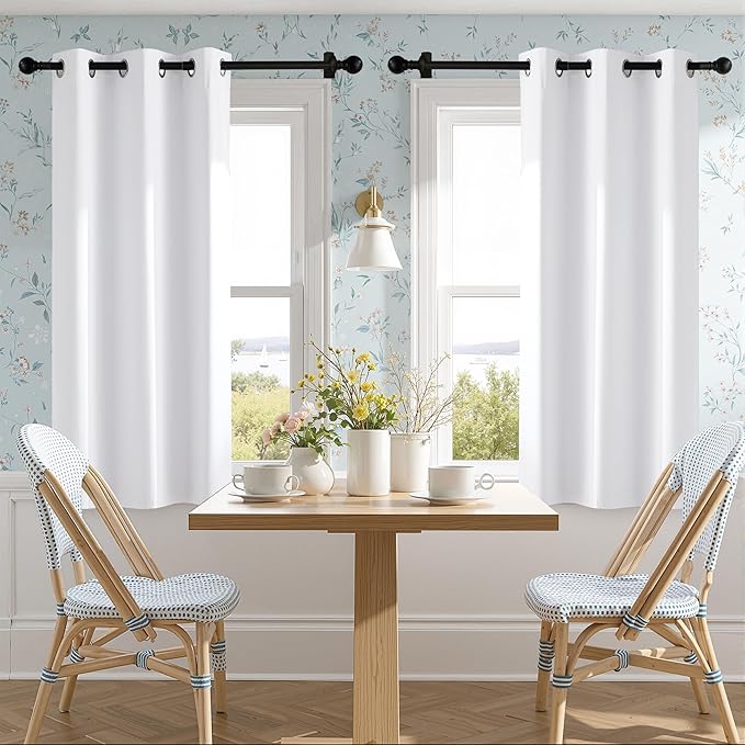 NICETOWN 100% Blackout Window Treatment Curtain, Snow White, 1 Panel, 55 by 68, Energy Smart Thermal Insulated Shade & Blind for Bedroom with Grommet Ring Top