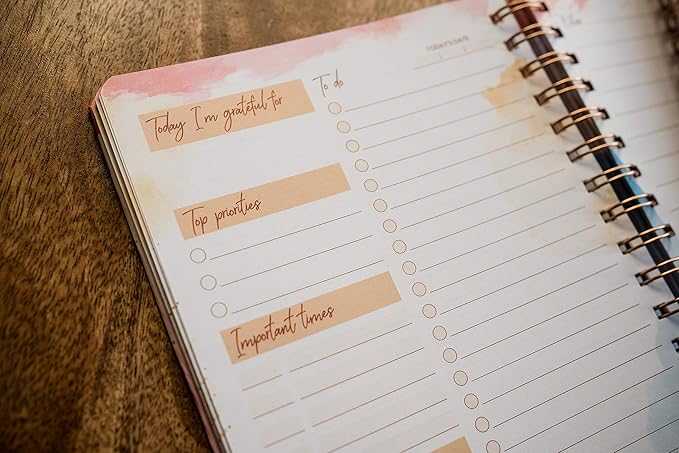 Paper 'n Such To Do List Notebook - Undated Daily Planner, Spiral Hardcover Notepad, College Essentials, Task Organizer Agenda Pad for Work, Notes and CheckList- Colorful Pink