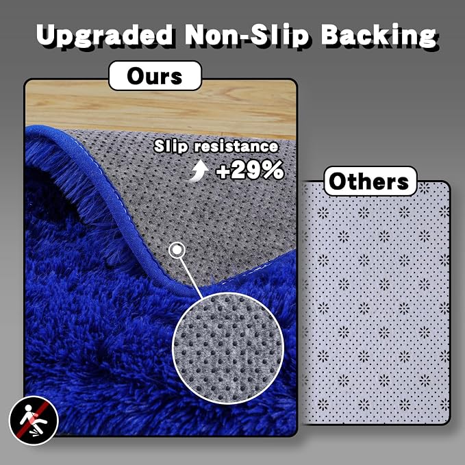 9x12 Area Rugs for Living Room, Blue Fluffy Shaggy Rug Soft Carpets, Big Rugs for Bedroom Nursery Kids Room Dorm Home Decor Aesthetic, Navy Blue
