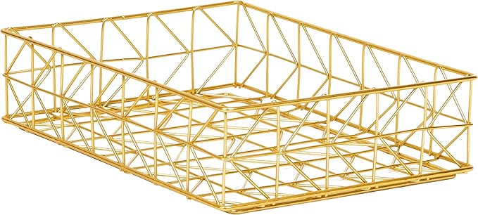 Mind Reader Document Organizer, Desktop Organizer, File Storage, Modern, Office, Metal, 9.5" L x 12.75" W x 3.25" H, Gold
