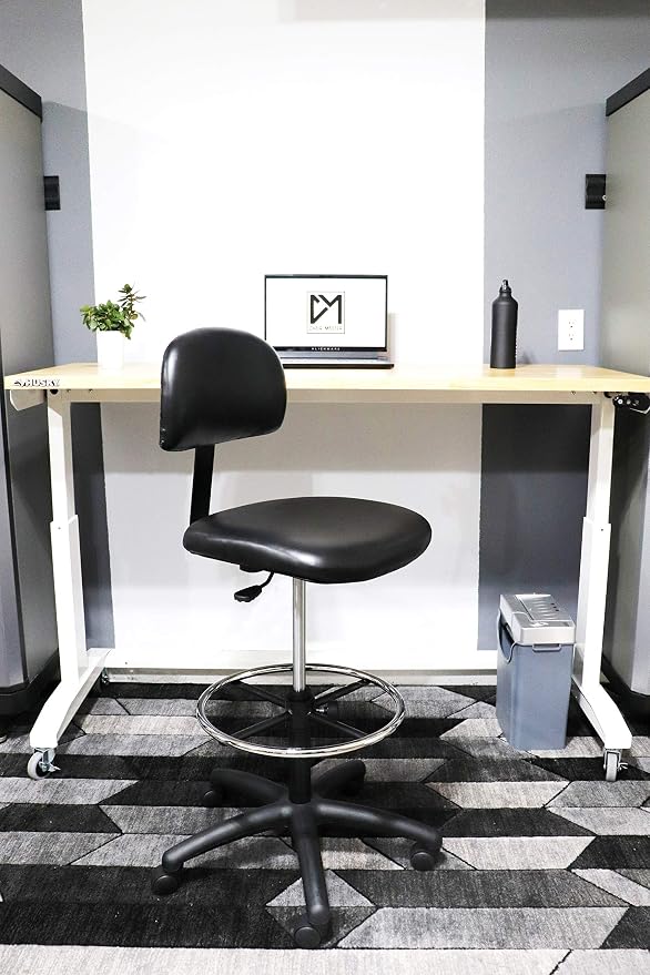 Tall Bench Height Task Chair for Labs, Exam Rooms, Doctor and Dentist Offices. Easy to Clean! 23"-33" Seat Ht. (Tall Bench Height, Black)