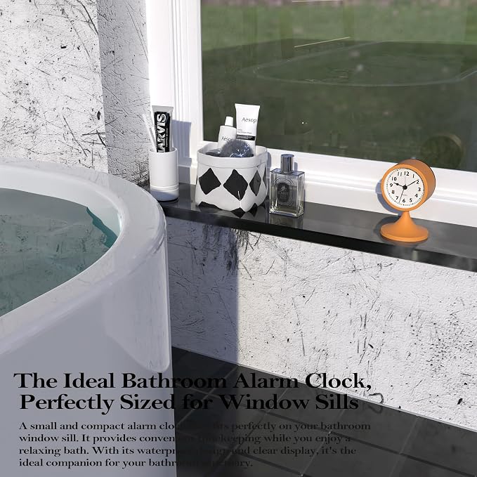 AYRELY® 3" Analog Alarm Clock, Retro Small Clock, Desk Clock for Bathroom | Cute Battery Operated Table Clock with Silent Movement and Light for Bedroom, Bedside, Living Room Decor and Shelf (Orange)