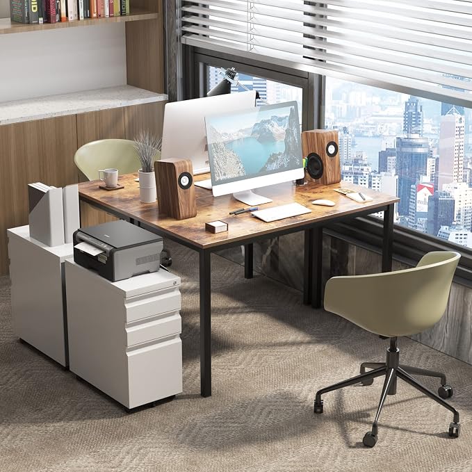 Need Office Computer Desk - 47 Inches Modern Simple Heavy Duty Working Study Table,Modern Simple PC Writing Table,Home Office Desk Rustic Brown&Black