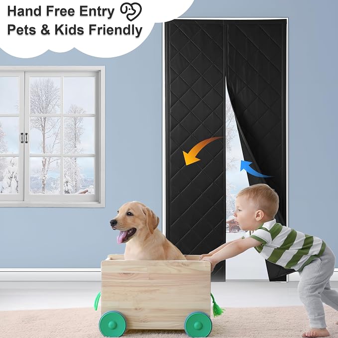 RYB HOME Summer Heat Blocking Thick Quilted Insulated Curtains, Thermal Insulated Curtains Room Divider for Energy Saving Window Treatment for Bedroom Living Room, W36 x L82, Black, 1 Panel