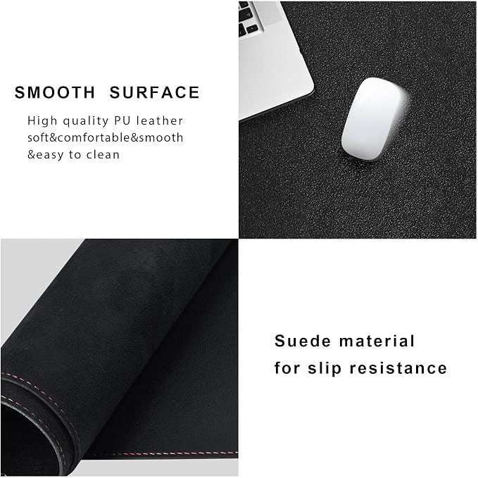 ZORESYN L Shaped Desk Mat (72+62) x23.6 Inch (Black) - XXL Reversible Corner Desk Pad, Waterproof PU Leather Desktop Protector for Gaming, Office & Home