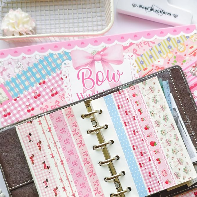 Bomichi Washi Tape Set - 42 Rolls Cute Pink Bow Decorative Tape for Bullet Journaling, Scrapbooking, Gift Wrapping, DIY, Greeting Cards, Planners, Party Supplies