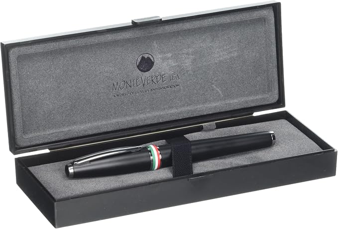 Monteverde USA Aldo Domani Italia Fountain Pen Matte Black - Extra Fine Nib - Luxury Writing Pen - Italian Design - JoWo Stainless Steel Nib - Smooth Ink Flow - Refillable - Gift Box Included
