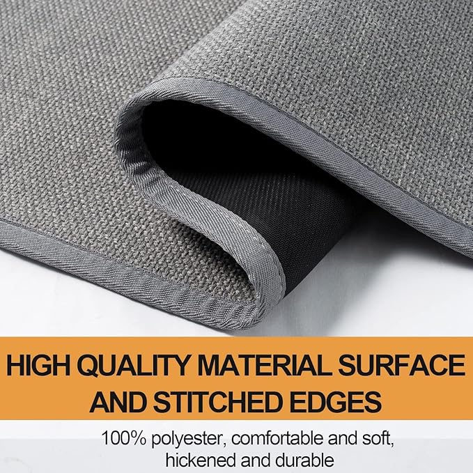 SUMLANS Kitchen Mat, Rubber Backing Cushioned Non Slip Kitchen Rugs for Floor, Absorbent Runner Comfort Standing Mat Rug Washable for Kitchen, Office, Home, 35.4"x71" (Grey)