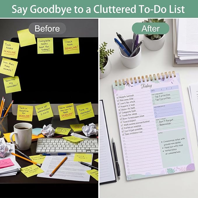 Thboxes 2 Packs To Do List Notepad, 104 Pages To Do List Notebook A5 Undated Daily Planner Notepad with Task Checklist Home Office School Supplies