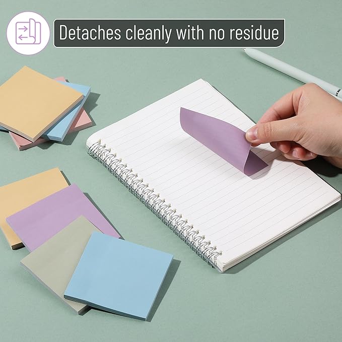 Mr. Pen- Sticky Notes, 3”x3”, 12 Pads, Pastel Colors Sticky Notes Bulk, Self-Stick Note Pads, Stocky Notes for Bible Journaling