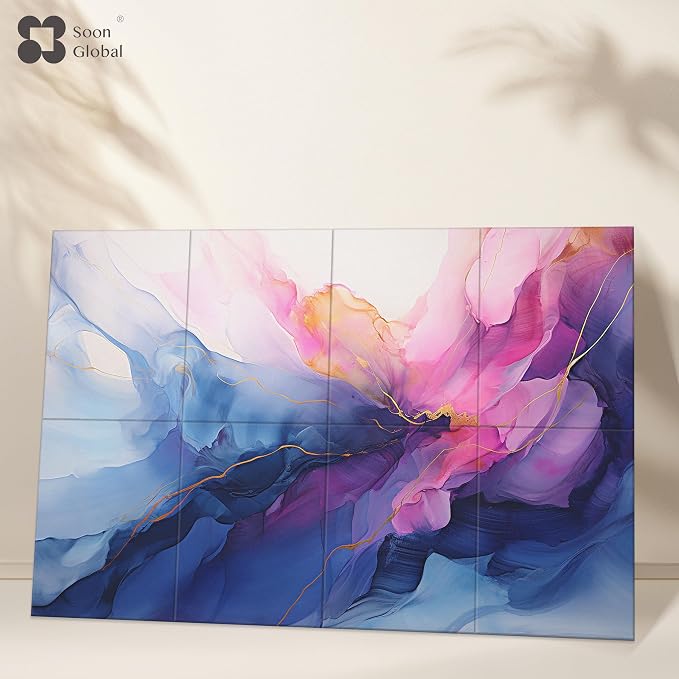 Soon Global 8-Pack Acoustic Panels, Soundproof Wall Panels, 48 X 32 Inches Sound Absorbing Panels, Decorative Acoustical Wall Panels, Acoustic Treatment for Recording Studio, Opulence