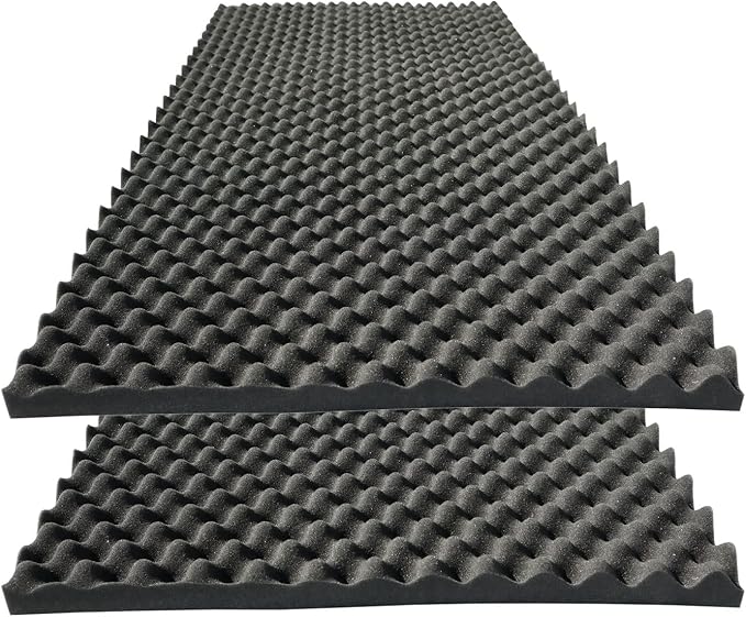 2 PCS Acoustic Panels,48''X24''X2'' Egg Crate Foam Soundproof Foam Wall Panels,High Density Fireproof Noise Cancelling Foam Studio Foam Panel,Noise (Black)