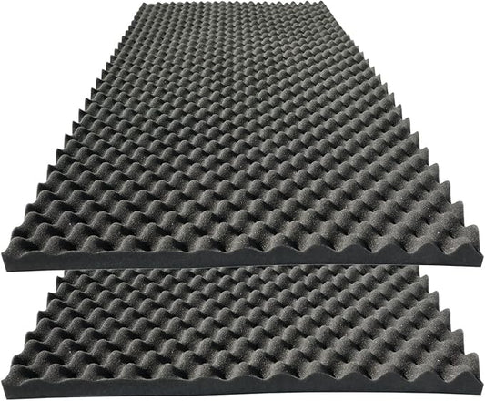 2 PCS Acoustic Panels,48''X24''X2'' Egg Crate Foam Soundproof Foam Wall Panels,High Density Fireproof Noise Cancelling Foam Studio Foam Panel,Noise (Black)