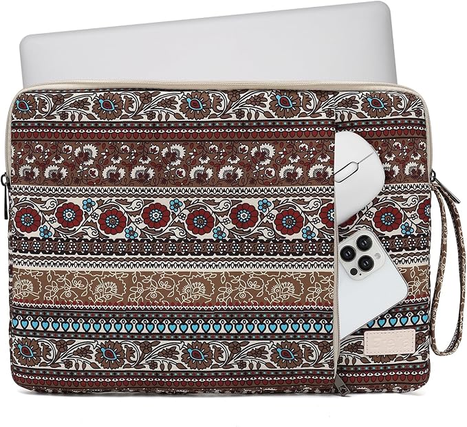 Laptop Sleeve 13.3 inch14 Inch, 15.6inchWater Resistant Traveling Computer Cover with Handle, Shockproof Protective Carrying Laptop Case (Y8-Khaki Bohemia, 15 inch-15.6 inch)