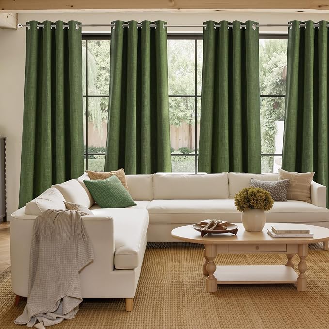 NICETOWN Greyish Green Curtains 84 inches Length for Living Room - Privacy Panels for Bedroom, Modern Farmhouse Style Home Decor Grommet Top, 2 Panels, W42 by L84