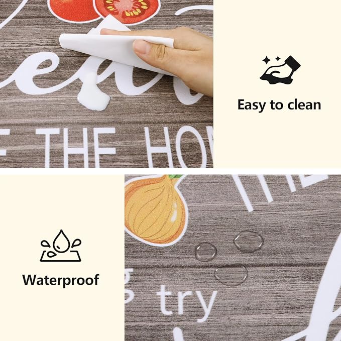 Yamaziot Anti Fatigue Kitchen Rug Set of 3, Non-Slip Cushioned Floor Mats | Waterproof, Stain Resistant, Farmhouse Cushioned Comfort Standing Desk Mat with Runner for Kitchen, Office, Sink, Laundry