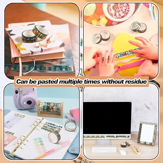 24 Rolls Book Washi Tape Gifts Bulk Back to School Bookcase Vintage Washi Tape Stickers for Journaling DIY Crafting Wrapping Gifts Scrapbook Planner for Book Lovers Students Readers Teachers