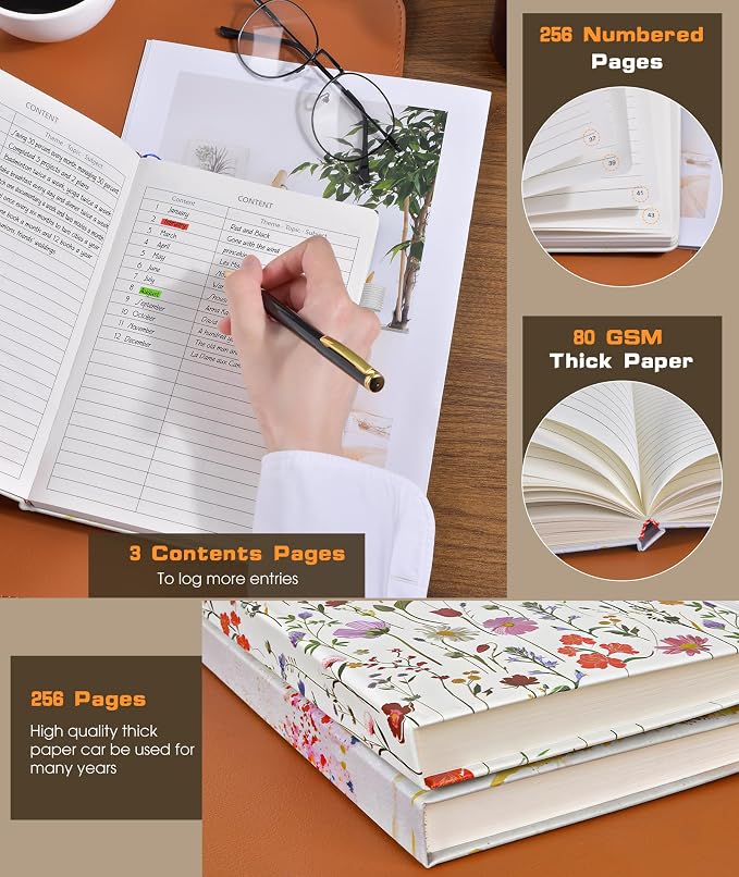 dilitego Lined Journal Notebook for Women Men, 256 Numbered Pages Hardcover Notebooks for Work, A5 Journaling Notebooks, College Ruled Journals for Writing Business School 5.75" x 8.38" Colorful Tree