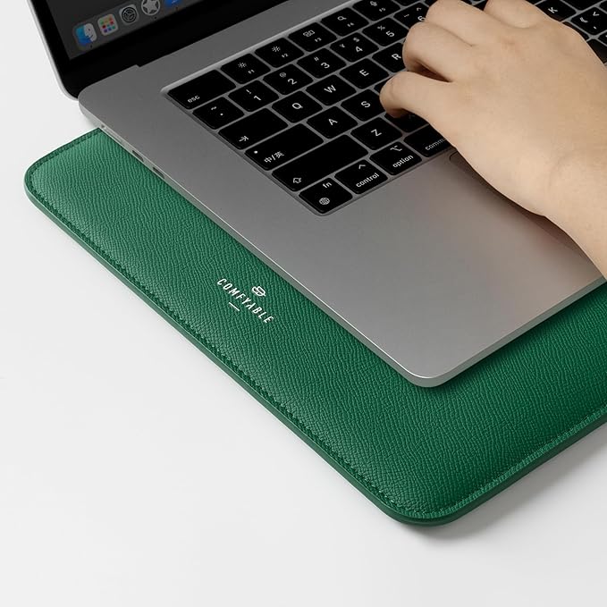 Comfyable Laptop Sleeve 14 Inch Precisely Compatible with MacBook Pro M5 M4 M3 M2 Pro/Max 2026-2021, Genuine Leather Cover Case, Leafy Green
