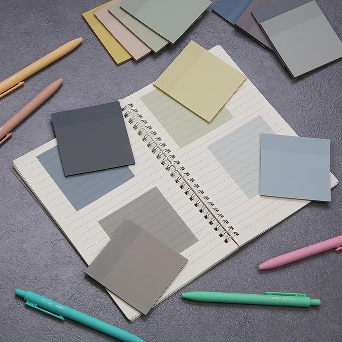 Mr. Pen- Transparent Sticky Notes, 3”x3”, Neutral Tones, 12 Pads, 600 Sheets, Bible Journaling Sticky Notes, See Through Sticky Notes, Translucent Sticky Notes