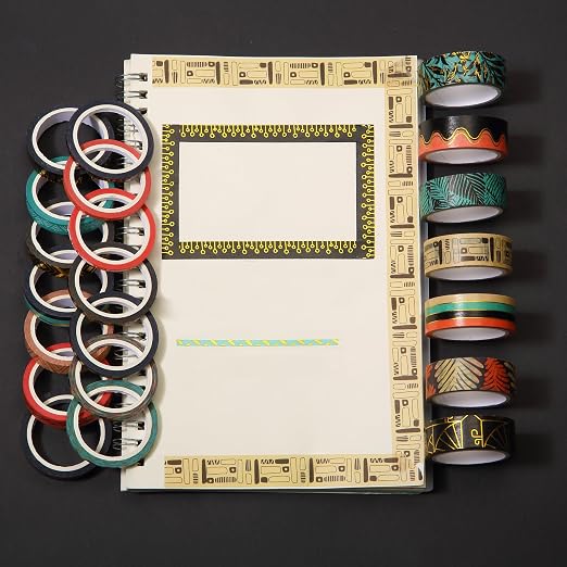 Mr. Pen- Washi Tape Set, 21 Rolls, Assorted Sizes, 5.5 Yards/Roll | Washi Tape for Scrapbook, Arts, Crafts, Journals and Planners, Ethnic Elegance Design