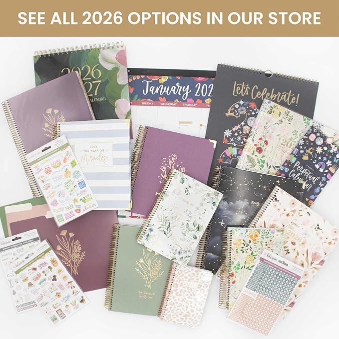 bloom daily planners 2026 Standing Flip Desk Calendar - 8” x 10” Monthly Organizer (January 2026 - July 2027) 19 Month Desktop Blotter - Paint Strokes
