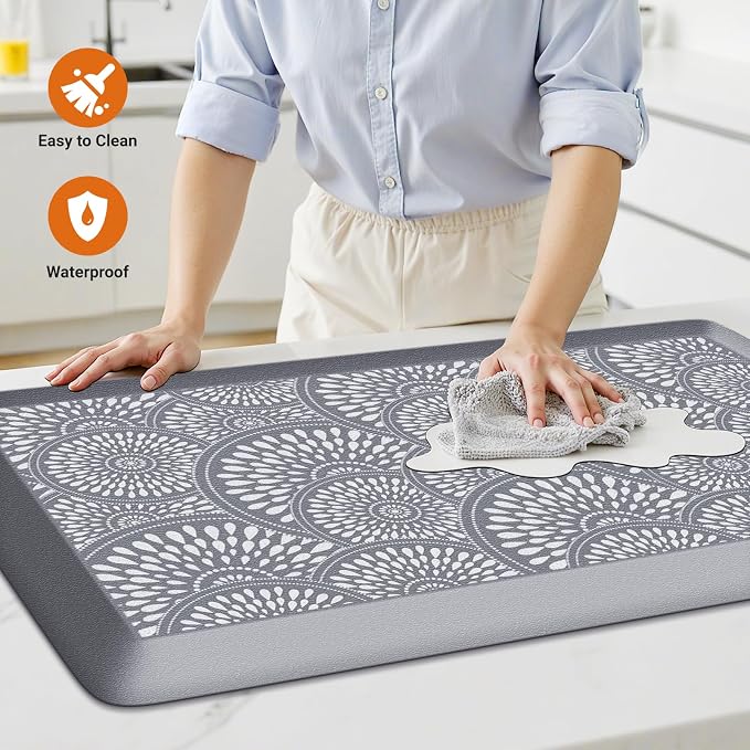 Mattitude 4/5 Inch Kitchen Mat, 20x48in Heavy Duty Ergonomic Comfort Foam Standing Desk Mat, Waterproof Non-Slip Standing Mats and Rugs for Kitchen, Office, Black