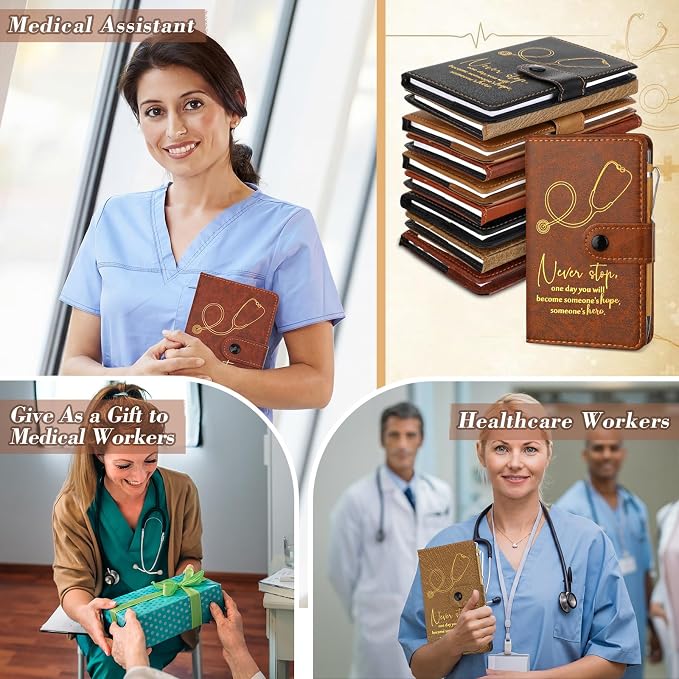 Yexiya 20 Set CNA Week Appreciation Gifts Set A6 Leather Journal with Ballpoint Pens Notebook Bulk for Doctor, Nursing, Certified Medical Assistant, Healthcare Clinical Intern Gifts