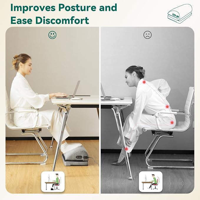 Snailax Heated Foot Rest Under Desk, Adjustable Height Foot Stool | Foot Warmer with 2 Heat Levels, 3 Vibration Modes, Memory Foam Support for Office, Home Office and Gaming