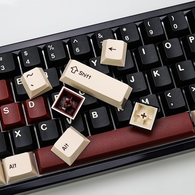 Rome PBT Double Shot Custom Keycap Set,174 Keys Black Gaming Key Caps Keycaps 60 Percent Cherry Profile Keycaps for 61/64/68/84/87/100/104/108 Mechanical Keyboard