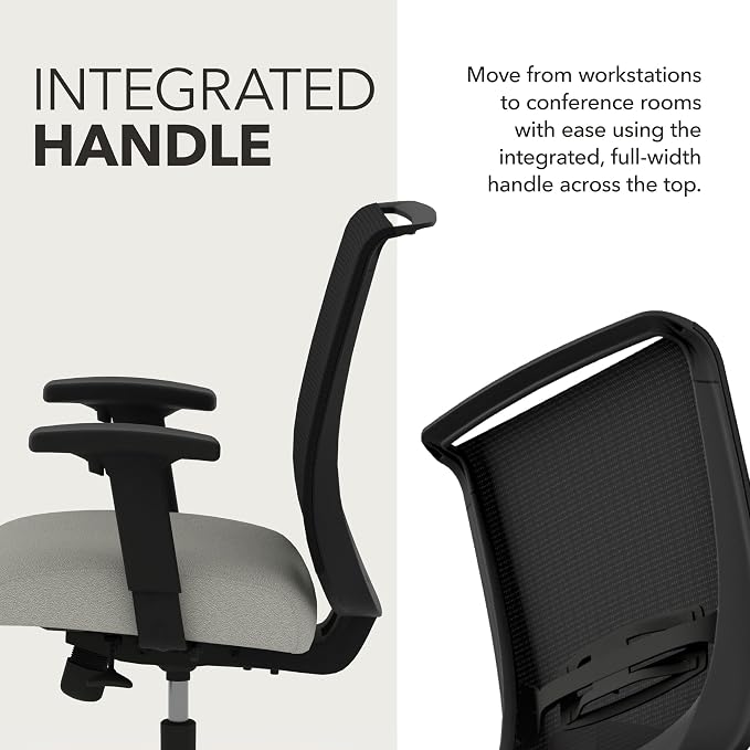 HON Convergence Ergonomic Office Chair, Office Desk Computer Chair, Fog | Fabric ergonomic desk chair with lumbar support, seat glide, adjustable arms and breathable mesh comfort, office decor