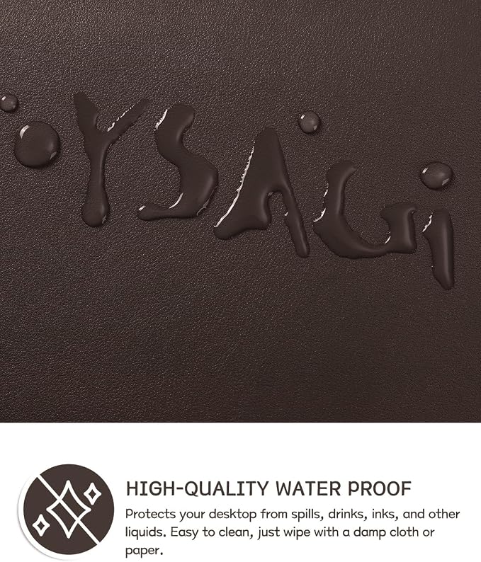 YSAGi Non-Slip Leather Desk Pad, Waterproof Laptop Computer Desk Keyboard Mat, Table Protector Blotter Mat, Large Mouse Pad for Office/Work/Home/Decor(Dark Brown, 31.5" x 15.7")