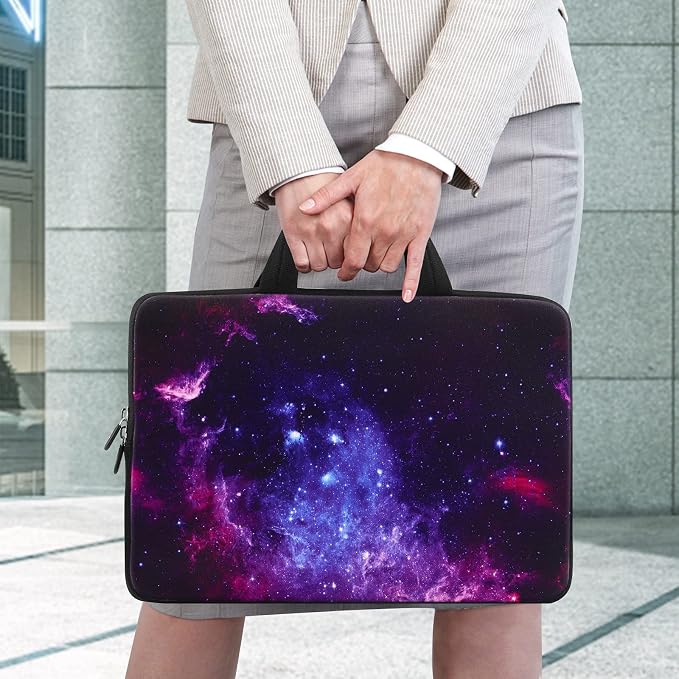 iColor 14 15 15.4 15.6 inch Laptop Bag Sleeve Handle Chromebook Case Protect Pouch Holder Notebook Sleeve Neoprene Chromebook Cover Soft Carrying Travel Case Galaxy ICB-15