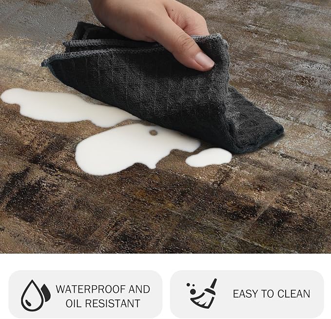 MAYHMYO Kitchen Rug Anti Fatigue Kitchen Mat Cushioned Taupe Abstract Art Kitchen Rugs Non Skid Waterproof Kitchen Rugs and Mats for Floor Laundry Standing Desk Sink