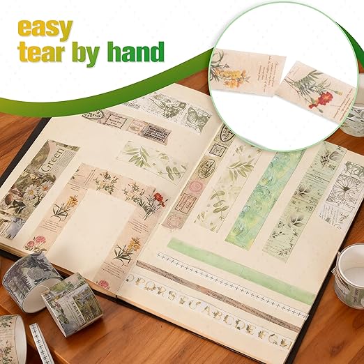 24 Rolls Vintage Washi Tape Set, Floral Decorative Masking Tape for Scrapbooking Supplies,Junk Journal,DIY Art Crafts,Planners and Gift Wrapping(Secret Garden Series)