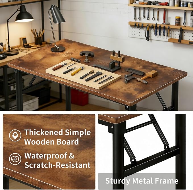 Small Folding Computer Desk - 31.5 Inch Foldable Small Spaces Compact Desk,No Assembly,Bedroom, Dorm and Apartment,Portable Study for Home Office Table