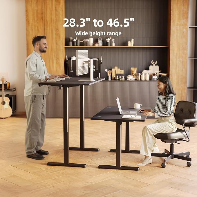 INNOVAR Electric Standing Desk, Adjustable Height Stand up Desks, 40 x 24 Inches Sit Stand up Desk for Home Office Computing, 3-Preset Memory Height Ergonomic Rising Desks, Black