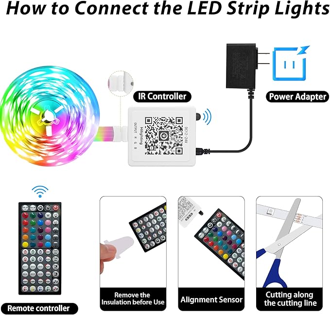 Led Lights for Bedroom 400 ft (4 Rolls*100ft) Music Sync RGB Led Strip Lights with Remote App Control, Color Changing Led Lights for Room Home Kitchen Party Decor