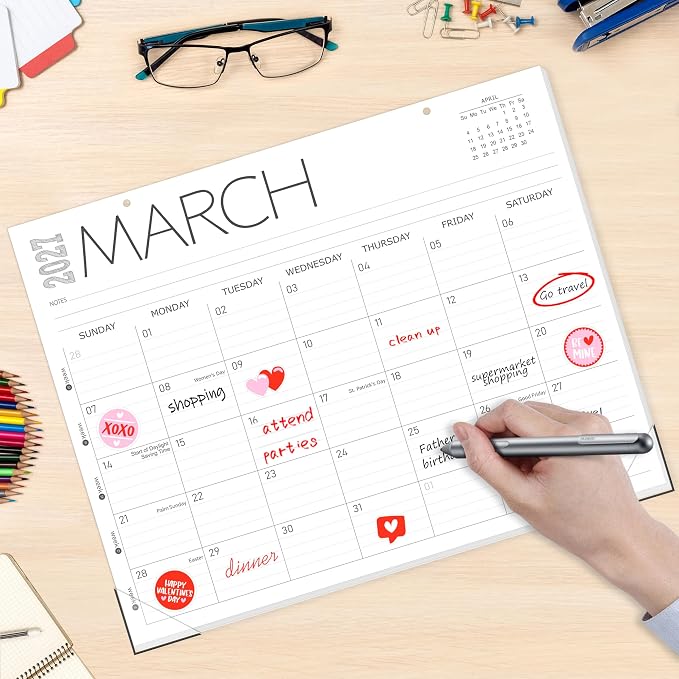 GuassLee Desk Calendar 2026, 12-Month Desk Calendar from June. 2026 to May. 2027, 14" X 11" Monthly Desk Planner, Table Desk Top Calendar with Thick Paper for Office Home Planning & Organizing