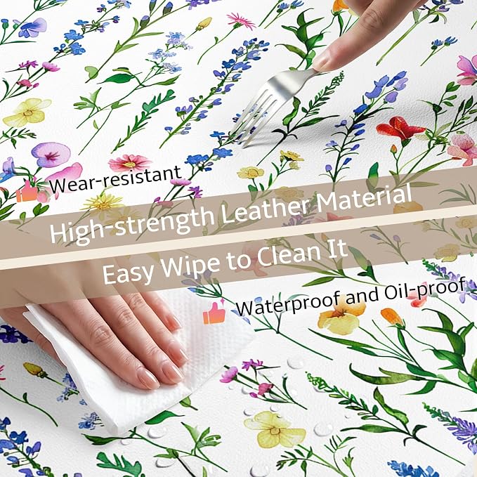 Mouse Pad Leather Desk Mat Large Keyboard Cute Office Desktop Computer Laptop XXL Long Big Aesthetic Modern Design Women Girls Gaming Gamer Oversized Wide Mousepad 31.5"x15.7", White Floral