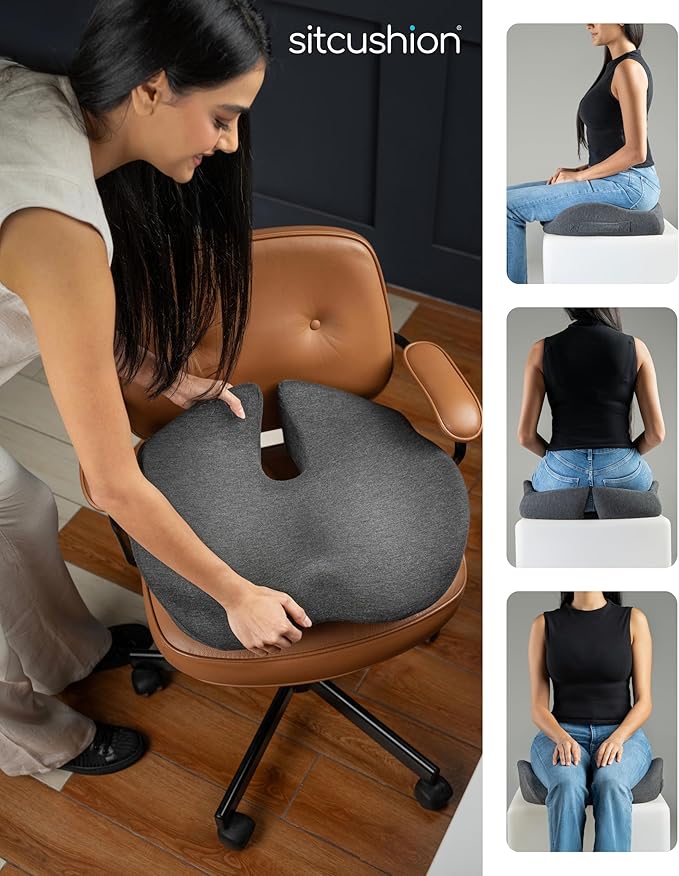 SitCushion Orthopedic Coccyx Cushion for Tailbone Pain Relief, Sciatica and Back Pain – X Large Memory Foam Seat Cushion for Office Chairs, Car – Ergonomic Pillow with Removable Spare Cover (Green)
