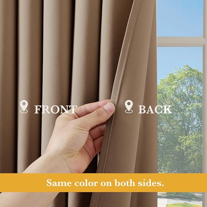 RYB HOME Blackout Thermal Insulated Curtains, Portable Curtain for Sliding Glass Door/Storage/Space Room Divider, Large Window Treatment Room Divider Panel, W80 x L84, Cappuccino, 1 Panel