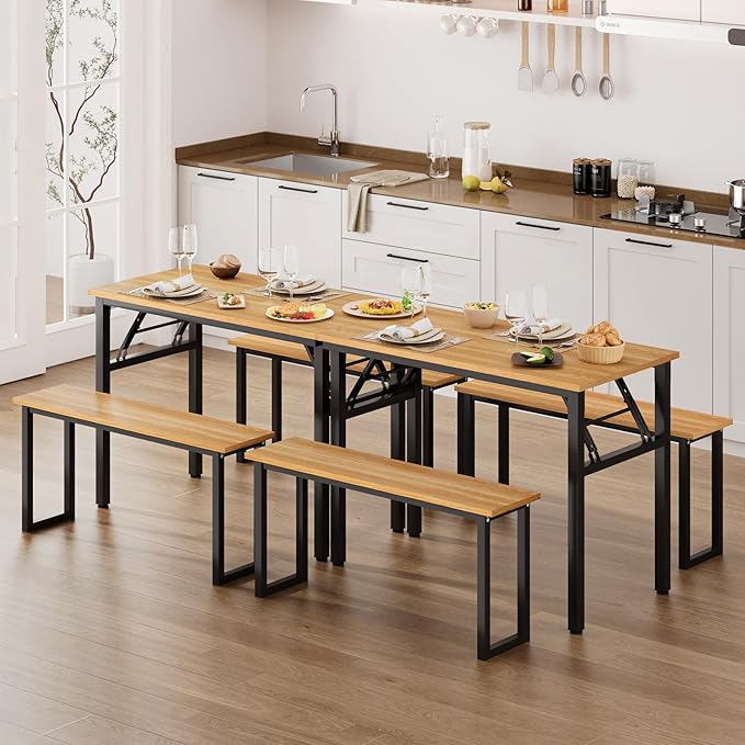 Need Office Computer Desk -35.8 L Sturdy and Heavy Duty Folding Laptop Table,Writing Table/Home Office Desk/Sewing Table, No Assembly Required, Teak & Black Frame
