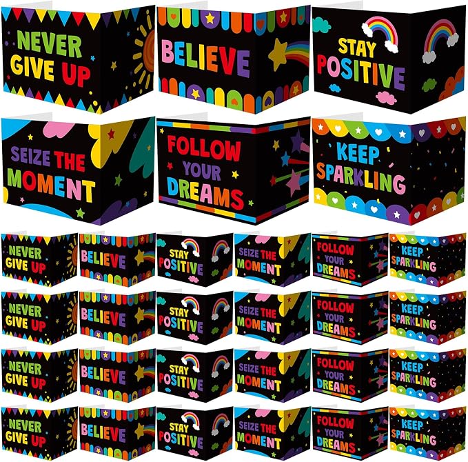 Honoson 24 Pcs Bulk Inspirational Privacy Folders for Students Cardboard Test Privacy Boards Motivational Words Desk Dividers Shield for Classroom School Study Supplies, 6 Styles(Colorful)